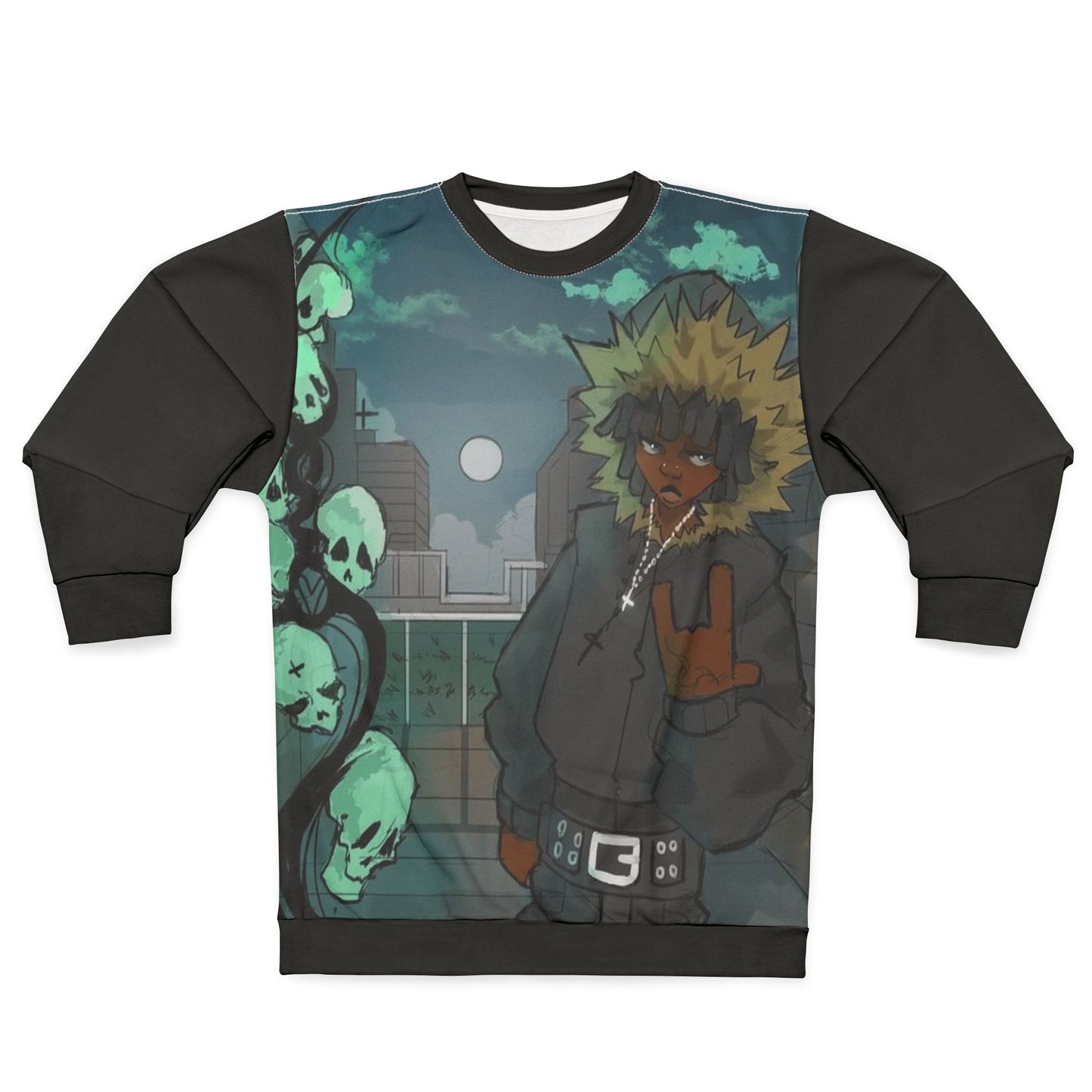 Urban Vibe Unisex Sweatshirt with Edgy Skull Design