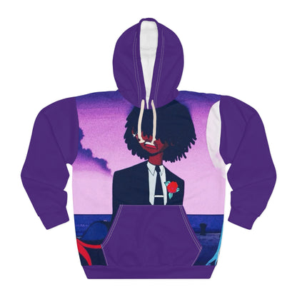Black Robin Art Hoodie - Stylish Purple Design for Expression and Comfort